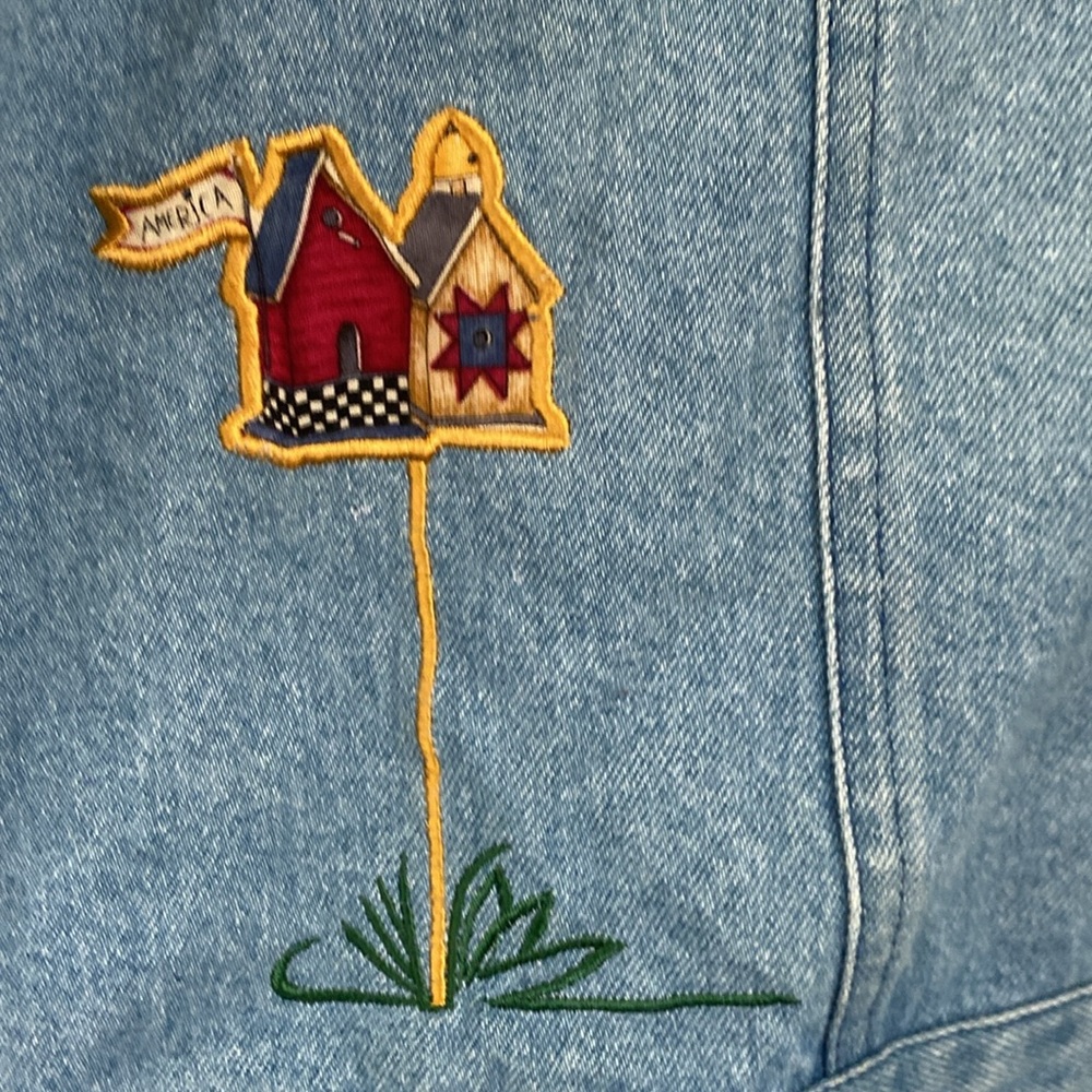 Quacker Factory Patriotic USA Denim Jean Jacket. Size XL - Picture 9 of 12
